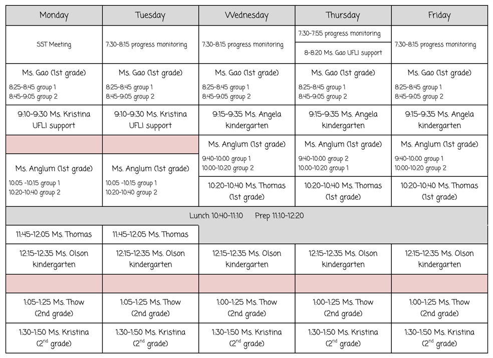 Ms. Renny's schedule (10/16/23)